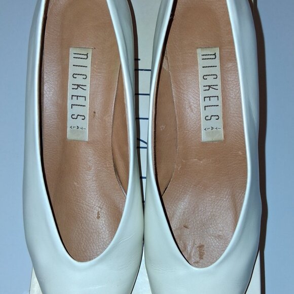 Vintage Nickels Ivory Calf Leather Italy Classic Pumps Heels w/Box NATASHA 8M - Picture 3 of 8